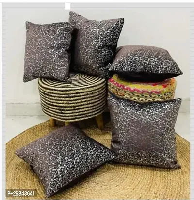 Useful Coffee Velvet Printed 16 X 16 Inch Cushion Covers-Pack Of 5-thumb0