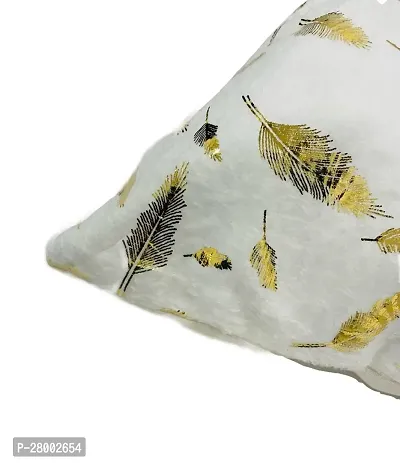 WEAVERLY Feather Printed Faux Fur Cushion Covers 16 x 16 Inch White Color with Zipper Pack of 5-thumb2