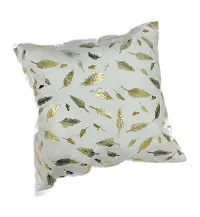 WEAVERLY Feather Printed Faux Fur Cushion Covers 16 x 16 Inch White Color with Zipper Pack of 5-thumb2