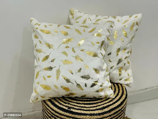 WEAVERLY Feather Printed Faux Fur Cushion Covers 16 x 16 Inch White Color with Zipper Pack of 5-thumb4