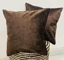 WEAVERLY Plain Velvet Cushion Covers, 16 x 16 Inch, Brown Color with Zipper, Pack of 5-thumb4
