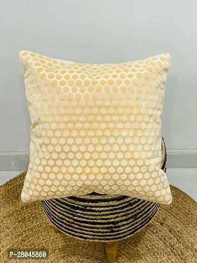 WEAVERLY Honey Comb Pattern Velvet Cushion Covers 16 x 16 Inch Cream Color with Zipper Pack of 5-thumb3