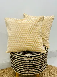 WEAVERLY Honey Comb Pattern Velvet Cushion Covers 16 x 16 Inch Cream Color with Zipper Pack of 5-thumb3