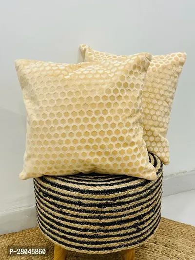 WEAVERLY Honey Comb Pattern Velvet Cushion Covers 16 x 16 Inch Cream Color with Zipper Pack of 5-thumb4
