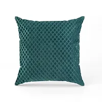 WEAVERLY Diamond Barfi Pattern Velvet Cushion Covers 16 x 16 Inch GREEN Color with Zipper Pack of 5-thumb1