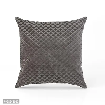 WEAVERLY Diamond Barfi Pattern Velvet Cushion Covers 16 x 16 Inch GREY Color with Zipper Pack of 5-thumb4