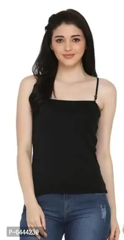 Women camisole Black Cotton Blend