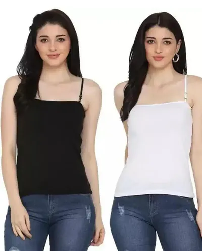 Classy Cotton Solid Full Sleeves Camisoles For Women - Pack Of 2