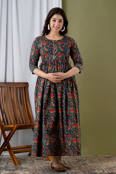 Stylish Cotton Printed Maternity Kurti