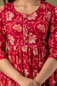 Womens Floral Printed Cotton Maternity Anarkali Kurti Gown for Women-thumb1