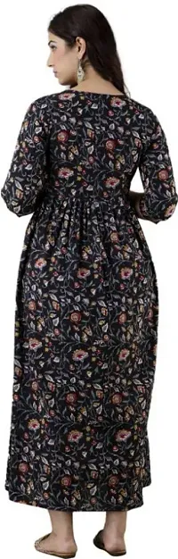 Womens Floral Printed Cotton Maternity Anarkali Kurti Gown for Women-thumb2