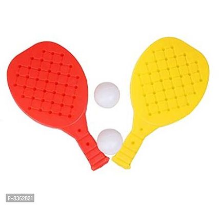 Stylish Fancy Trendy This Is Set Of 2 Table Tennis Badminton Plastic Racquet Set With 4 Balls And 4 Racquet- Multi Color-thumb2