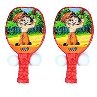 Stylish Fancy Trendy This Is Set Of 1 Table Tennis Badminton Plastic Racquet Set With 2 Balls And 2 Racquet- Multi Color-thumb1