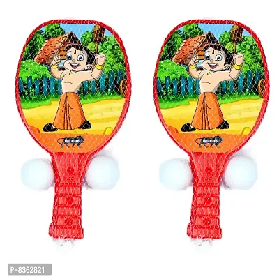 Stylish Fancy Trendy This Is Set Of 2 Table Tennis Badminton Plastic Racquet Set With 4 Balls And 4 Racquet- Multi Color-thumb0