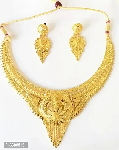 Gorgeous Fusion gold plated beautiful stylish Necklace Jewellery Set-thumb0