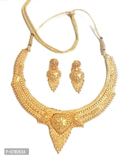 Amazing Fusion gold plated beautiful stylish Necklace Jewellery Set-thumb0