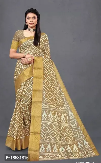 Stylish Multicoloured Cotton Blend Saree With Blouse Piece For Women