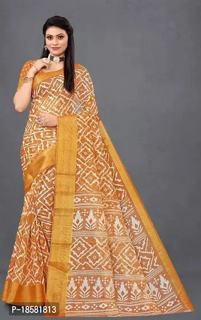 Stylish Multicoloured Cotton Blend Saree With Blouse Piece For Women