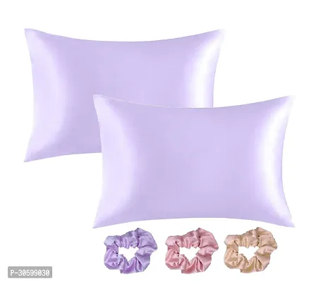 Stylish Satin Pillow Covers with 3 Piece Satin Scrunchies for Women