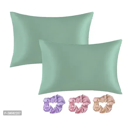 Silk Pillow Covers for Hair and Skin-with Satin Scrunchies for Women 3-Piece