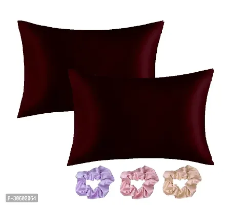 Silk Pillow Covers for Hair and Skin-with Satin Scrunchies for Women 3-Piece