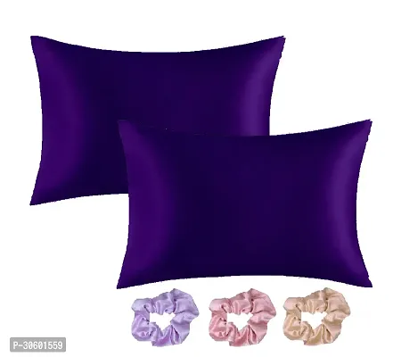 Silk Pillow Covers for Hair and Skin-with Satin Scrunchies for Women 3-Piece-thumb0