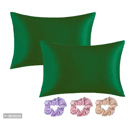 Silk Pillow Covers for Hair and Skin-with Satin Scrunchies For Women 3-Piece