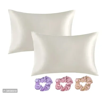 Silk Pillow Covers for Hair and Skin-with Satin Scrunchies for Women 3-Piece