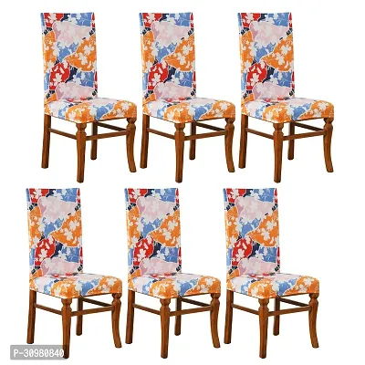 Elastic Stretchable Dining Chair Cover Universal Protective Slipcover Pack of 6 Pcs (Digital Printed)-thumb0