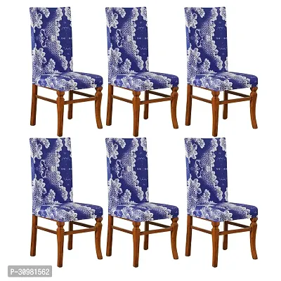 Digital Printed Stretchable Dining Chair Cover Universal Protective Slipcover Pack of 6 Pcs-thumb0