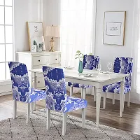 Digital Printed Stretchable Dining Chair Cover Universal Protective Slipcover Pack of 6 Pcs-thumb1