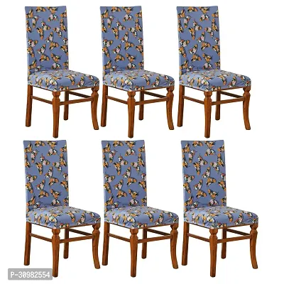 Polyester Spandex Floral Printed Stretchable Elastic Dining Chair Covers Set of 6