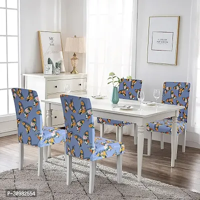 Polyester Spandex Floral Printed Stretchable Elastic Dining Chair Covers Set of 6-thumb4