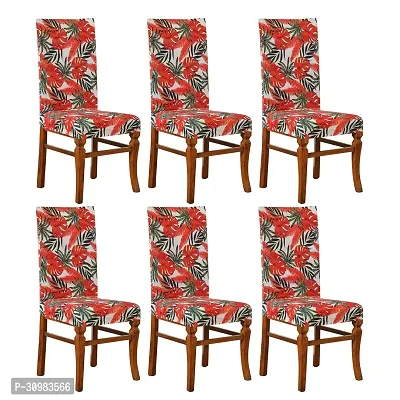 Polyester Spandex  Stretchable Elastic Dining Chair Covers Set of 6 (Floral Print)