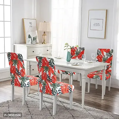 Polyester Spandex  Stretchable Elastic Dining Chair Covers Set of 6 (Floral Print)-thumb2