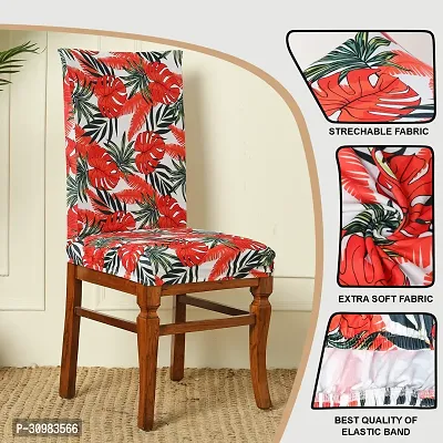 Polyester Spandex  Stretchable Elastic Dining Chair Covers Set of 6 (Floral Print)-thumb4