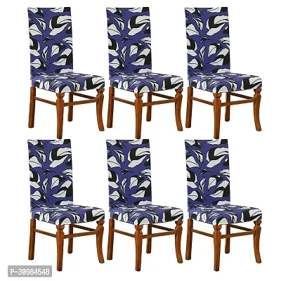 Floral Printed Stretchable Dining Chair Cover Universal Protective Slipcover Pack of 6 Pcs-thumb0