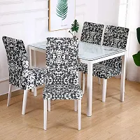 Attractive Chair Cover Elastic Floral Printed Stretchable Dining Chair Covers Pack of 6 Pcs-thumb3