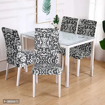 Attractive Chair Cover Elastic Floral Printed Stretchable Dining Chair Covers Pack of 6 Pcs-thumb4