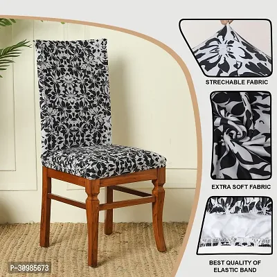 Attractive Chair Cover Elastic Floral Printed Stretchable Dining Chair Covers Pack of 6 Pcs-thumb3