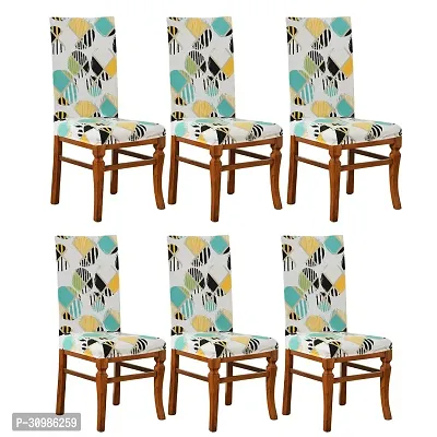 Attractive Chair Cover Abstract Printed Stretchable Dining Chair Covers Pack of 6 Pcs-thumb0