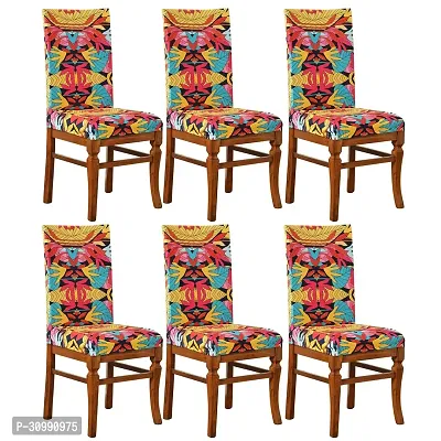 Attractive Chair Cover Elastic Abstract Printed Stretchable Dining Chair Covers (Set-6)-thumb0