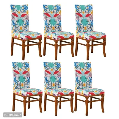 Abstract Printed 200 GSM Elastic Stretchable Dining Table Chair Seat Cover Protector Slipcover for Dining Table Chair Cover Set of 6 Seater