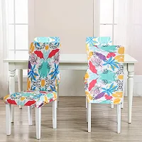 Abstract Printed 200 GSM Elastic Stretchable Dining Table Chair Seat Cover Protector Slipcover for Dining Table Chair Cover Set of 6 Seater-thumb1