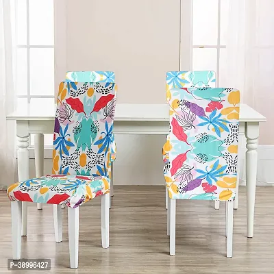 Abstract Printed 200 GSM Elastic Stretchable Dining Table Chair Seat Cover Protector Slipcover for Dining Table Chair Cover Set of 6 Seater-thumb2