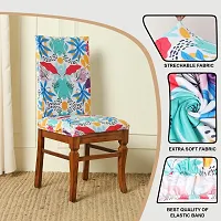 Abstract Printed 200 GSM Elastic Stretchable Dining Table Chair Seat Cover Protector Slipcover for Dining Table Chair Cover Set of 6 Seater-thumb2