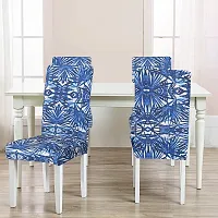 Floral Printed 200 GSM Elastic Stretchable Dining Table Chair Seat Cover Protector Slipcover for Dining Table Chair Cover Set of 6 Seater-thumb1