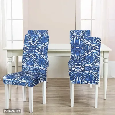 Floral Printed 200 GSM Elastic Stretchable Dining Table Chair Seat Cover Protector Slipcover for Dining Table Chair Cover Set of 6 Seater-thumb2