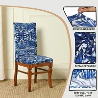 Floral Printed 200 GSM Elastic Stretchable Dining Table Chair Seat Cover Protector Slipcover for Dining Table Chair Cover Set of 6 Seater-thumb3