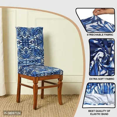 Floral Printed 200 GSM Elastic Stretchable Dining Table Chair Seat Cover Protector Slipcover for Dining Table Chair Cover Set of 6 Seater-thumb4